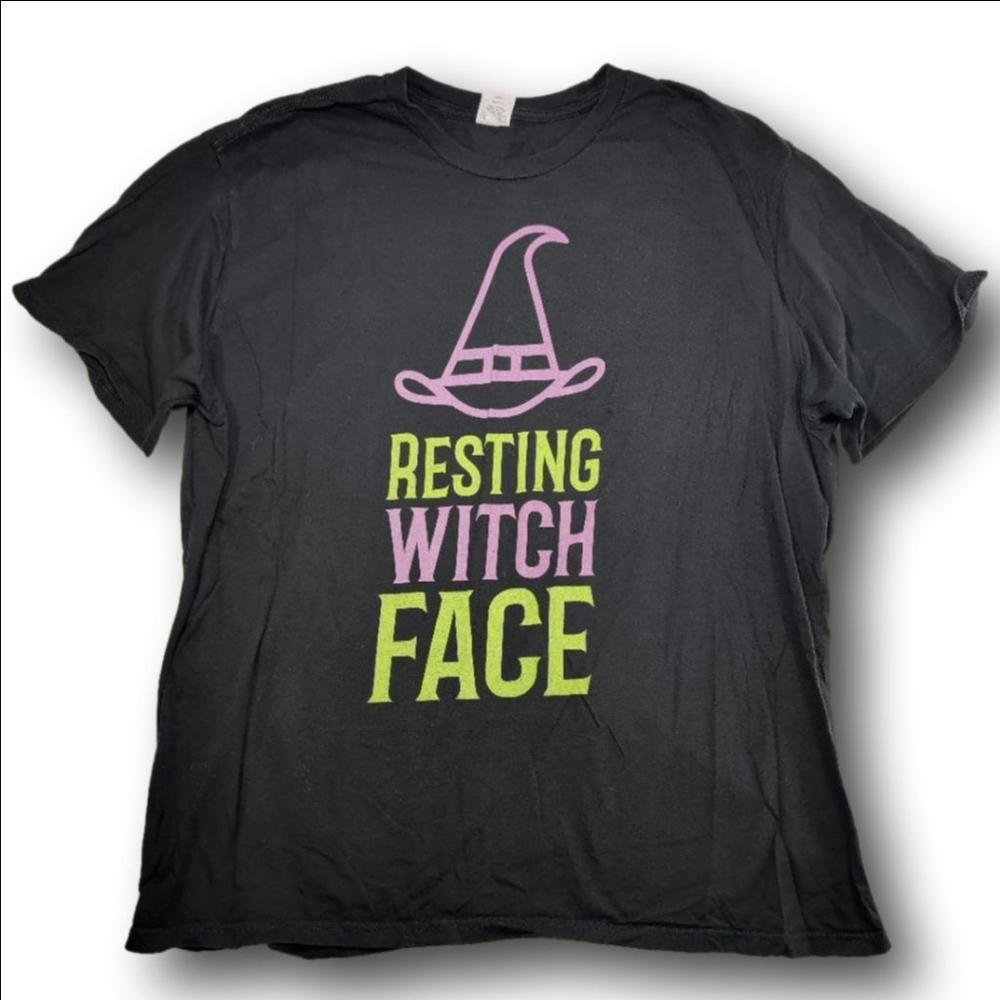 Men's Unbranded Black Resting Witch Face Short Sleeve Tee XXL